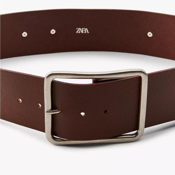 ZARA WIDE LEATHER BELT WITH FLOWERS - Picture 2 of 6